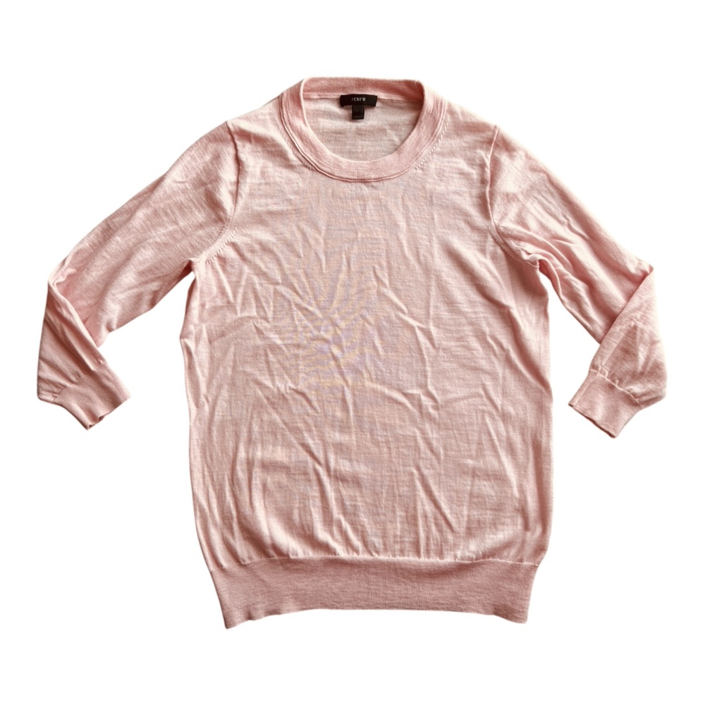 Jcrew Pink 3/4 Sleeve merino wool Sweater Sz M